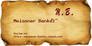 Meissner Benkő névjegykártya